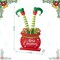 24.5"H Christmas Wooden/Metal Elf Legs in Gift Box Porch Decor(KD)